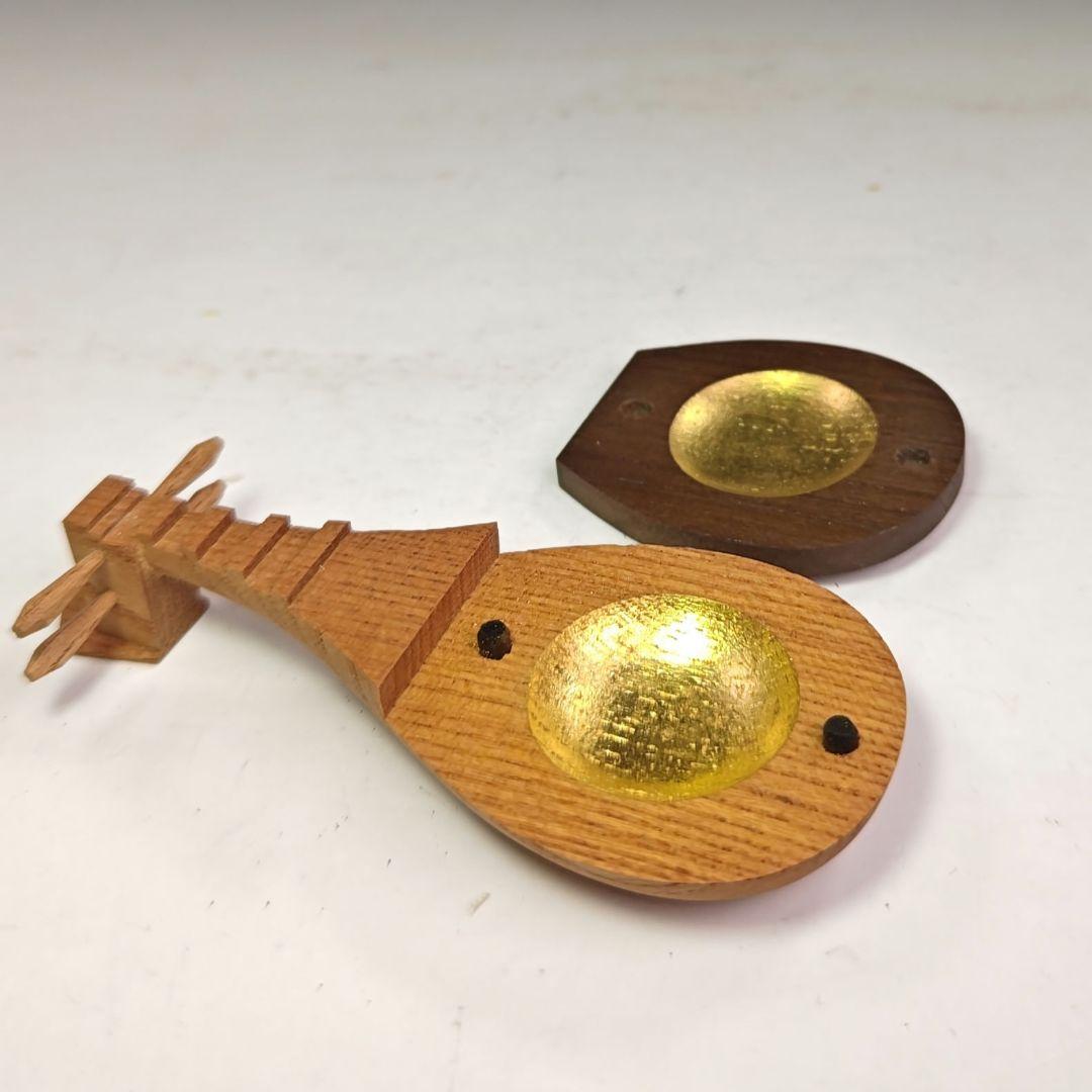 イ997 香合『山中塗工房』『木製　淡々斎好写　琵琶香合　共箱』茶道具