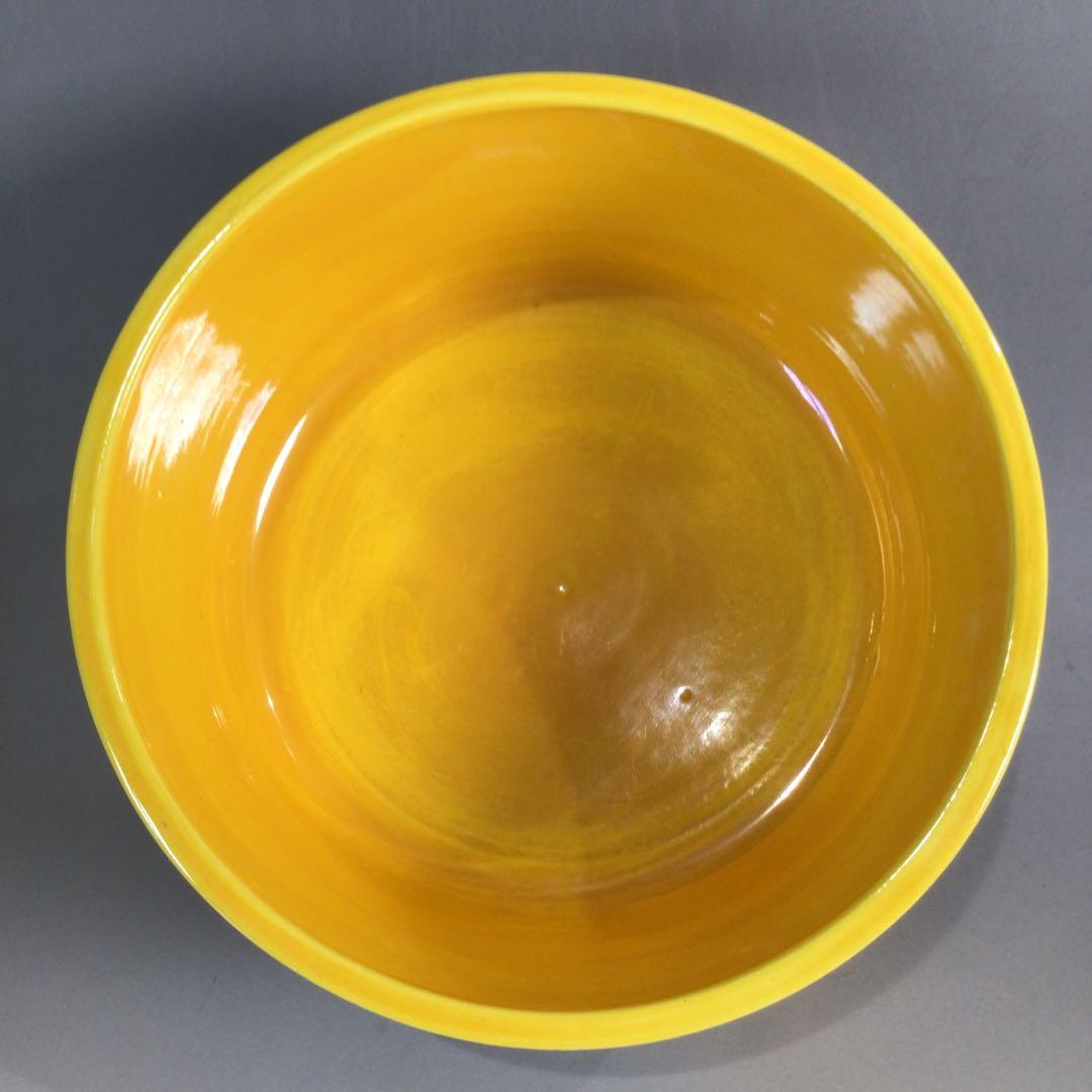 Ｐ８１　皆具　『翠嵐窯　宝泉造』『黄交趾』『間取三聖花文』　共箱　茶道具