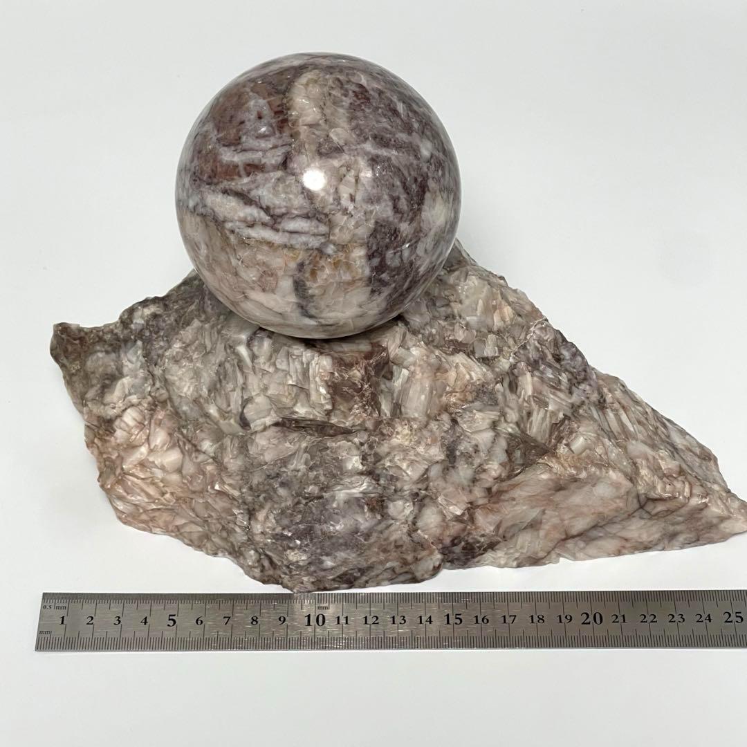 天然石 スフィア 原石 台座 大理石風 インテリアオブジェ