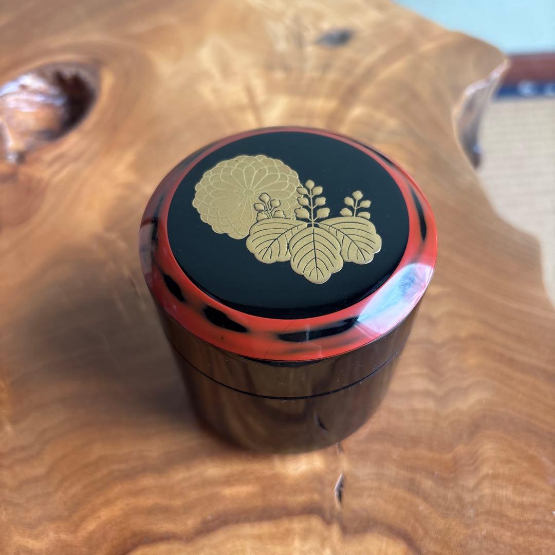 菊桐蒔絵 雪吹棗 中谷秀斉作 茶道具 共箱