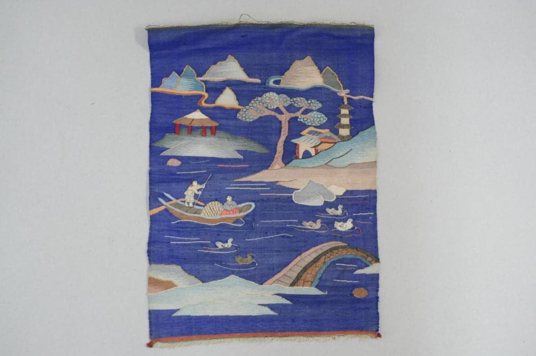 【珍】　★ 布片 緙絲古布 ★　緙絲 山水人物紋　明清織繍