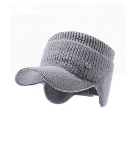 新品 グレー ニット帽 つば付き 黒 耳当て サンバイザー ゴルフ レディース