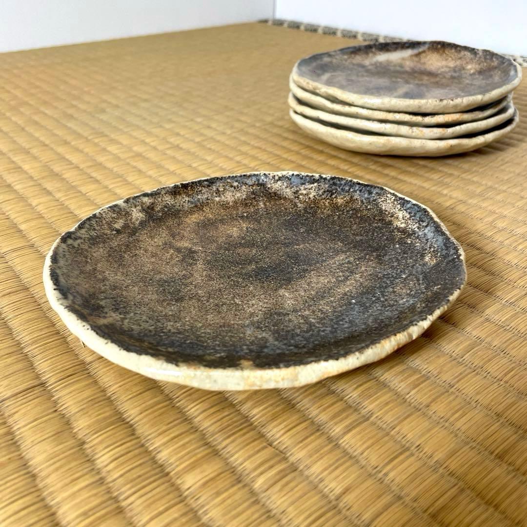 #XG556 陶芸家・加藤重高・瀬戸焼・灰釉皿・銘々皿・共箱・茶道具・骨董