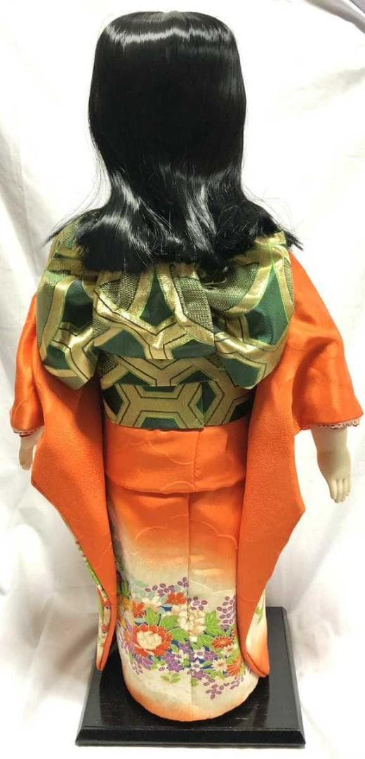 美品　市松人形　紫峰作 綸子総柄 日本人形　20号　アンティーク　昭和レトロ