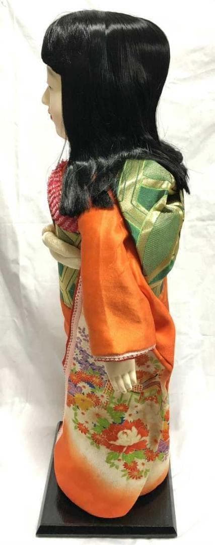 美品　市松人形　紫峰作 綸子総柄 日本人形　20号　アンティーク　昭和レトロ