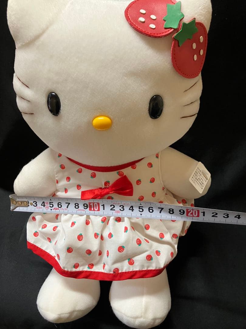 レア　ハローキティ いちご柄 ぬいぐるみ レトロ約30cm B2243