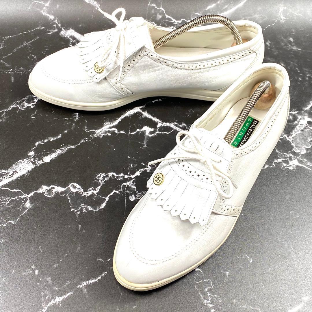 バレンシアガ スポーツ フリンジ付き ゴルフシューズ 白 レザー 24.5