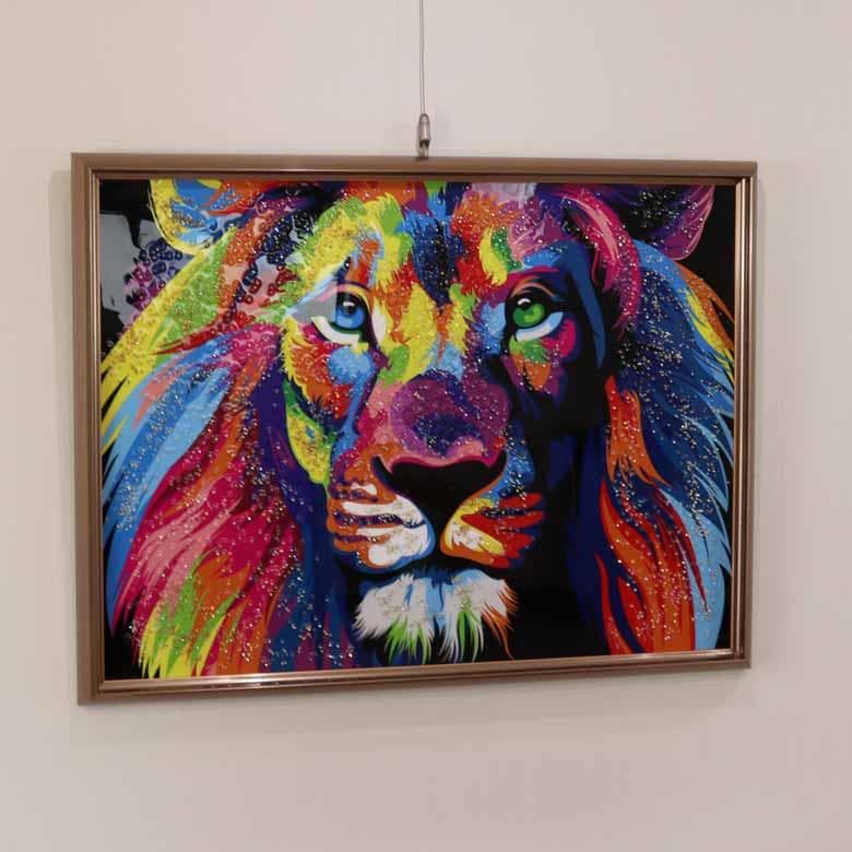 クリスタルアート ライオン ピクチャー アートフレーム POP
