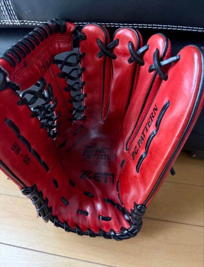 プロ支給品　ZETT 硬式野球グローブ レッド