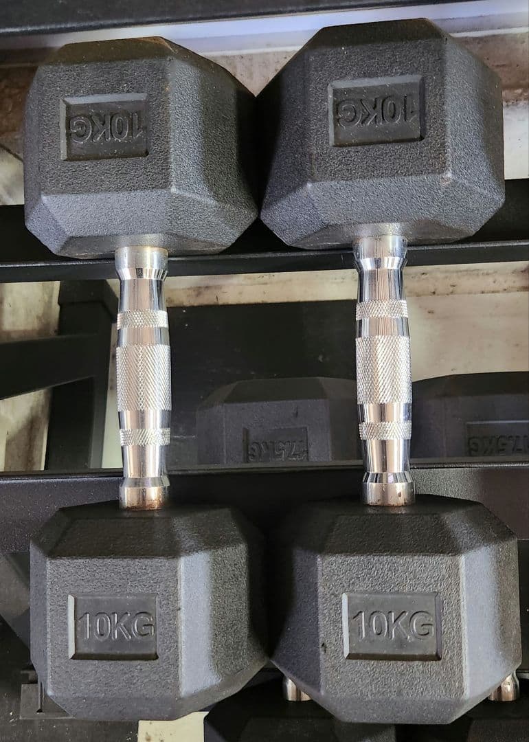 【引き取り限定】ヘックス ダンベル セット2.5 kg～20kg　ラック付