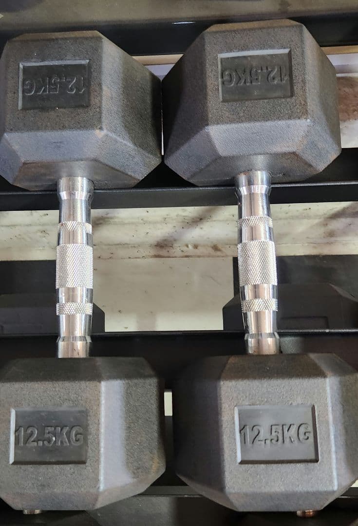【引き取り限定】ヘックス ダンベル セット2.5 kg～20kg　ラック付