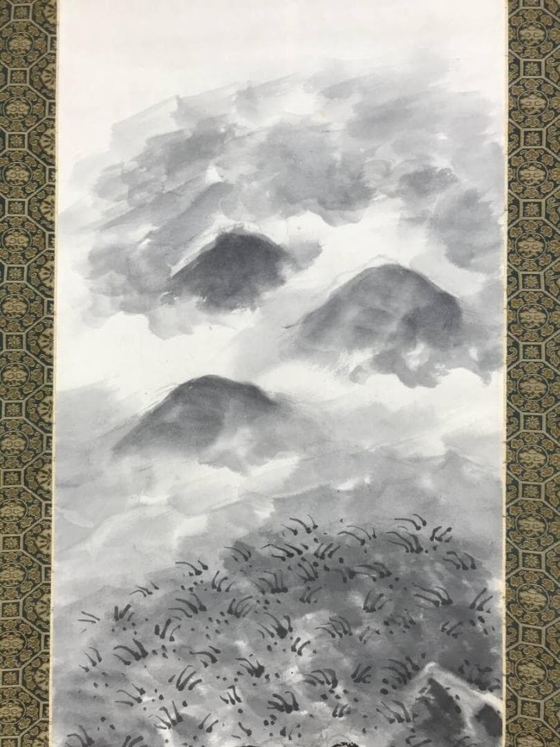 真作/四田観水/牛童子図/牧童図/山水図/掛軸☆宝船☆AH-682