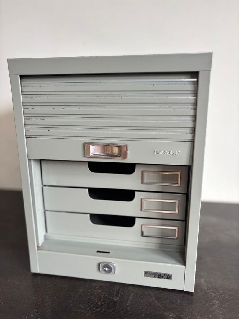 昭和レトロ PLUS 5段 スチール製レターケース 引出し 書類ケース 収納棚