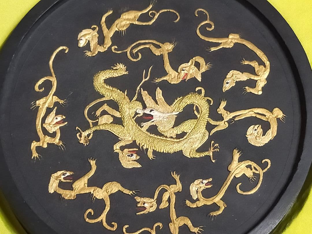 ♥中国製　墨　φ１４３ｍｍ　２９２ｇ　箱付き　骨董　古玩