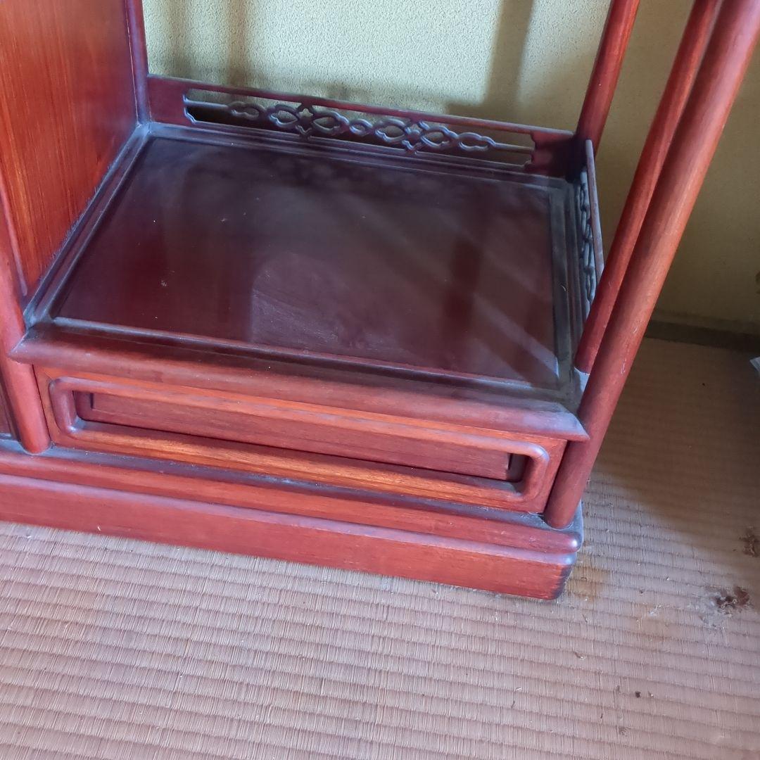 木製彫刻入り5段棚 引き出し付き