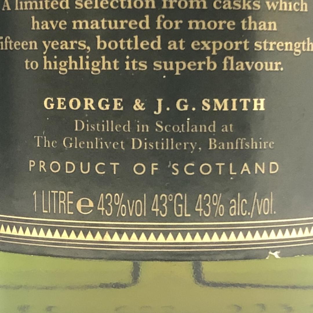 オールドボトル グレンリベット 15年 シングルモルトウイスキー 1L