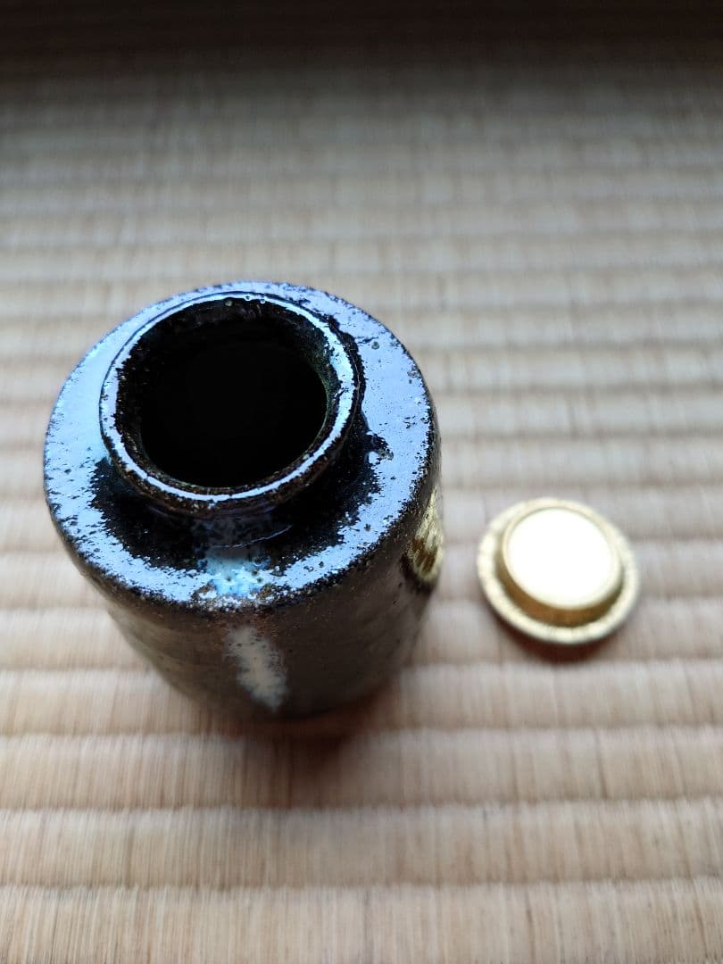 朝鮮唐津茶入、兼中斎ヘラ入り、徳沢守俊作