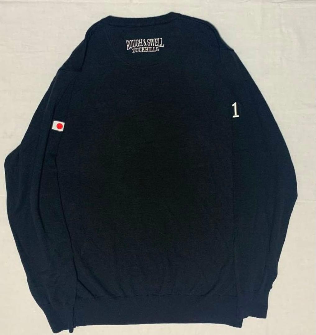 ROUGH&SWELL ブラック ニットセーター ウール ワッペン 刺繍