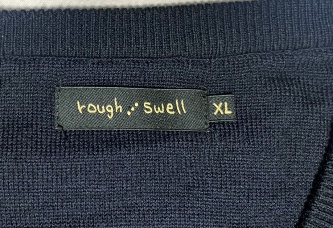 ROUGH&SWELL ブラック ニットセーター ウール ワッペン 刺繍