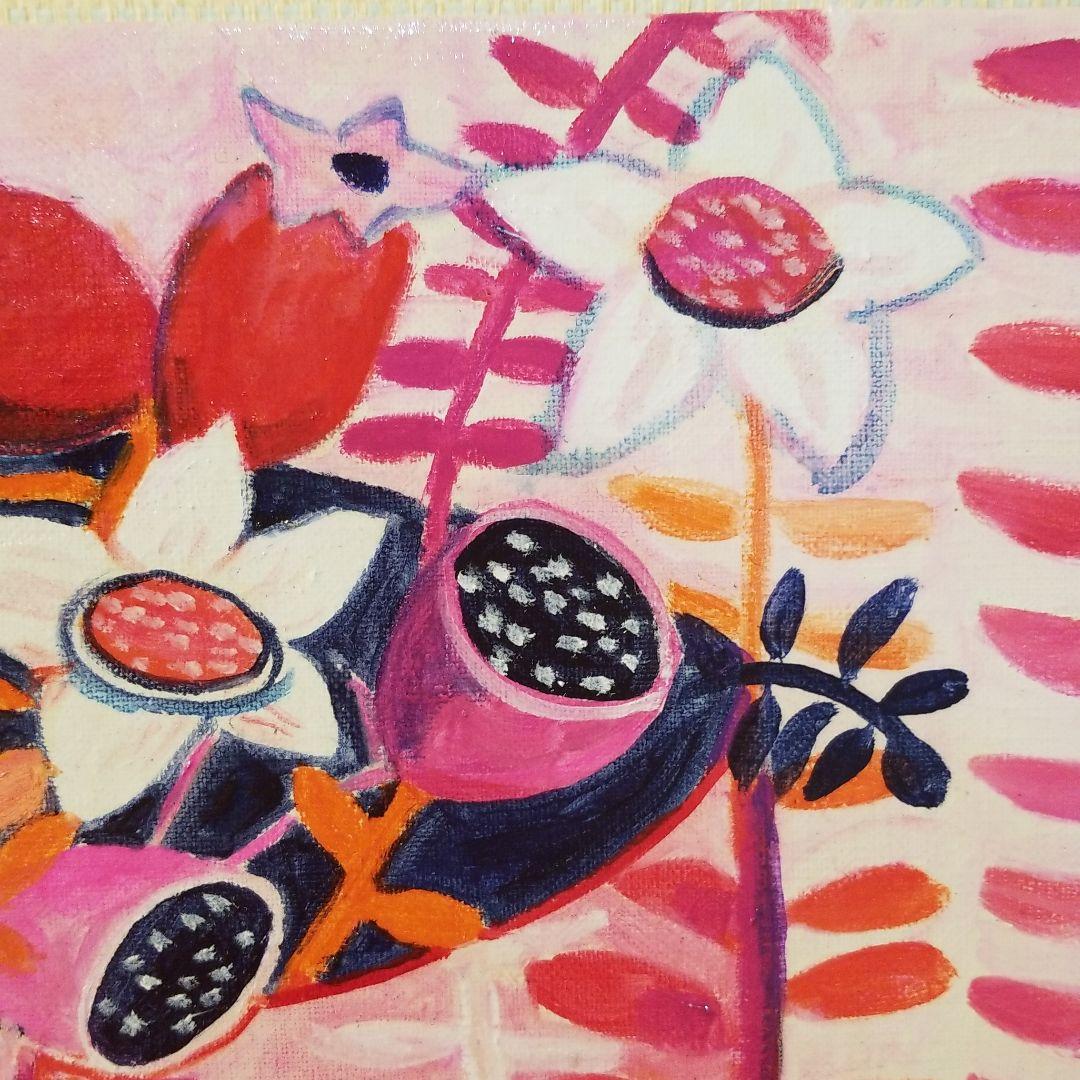 油絵　はち　小鳥さんのかくれんぼ　その2 見つけようとする鳥