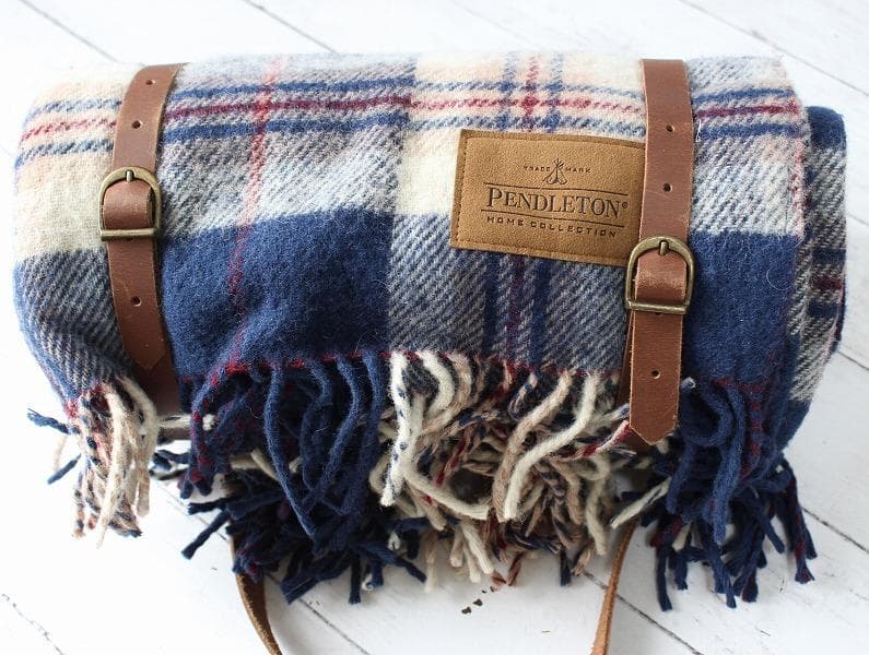 ペンドルトン ブランケット ホルダー付き ネイビー×ホワイト