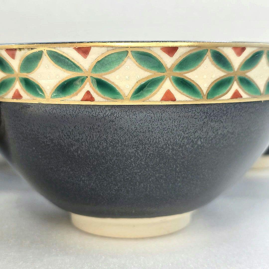 10杯 京焼 瑞雲窯 天目型七宝文 抹茶 碗 茶道具 茶器