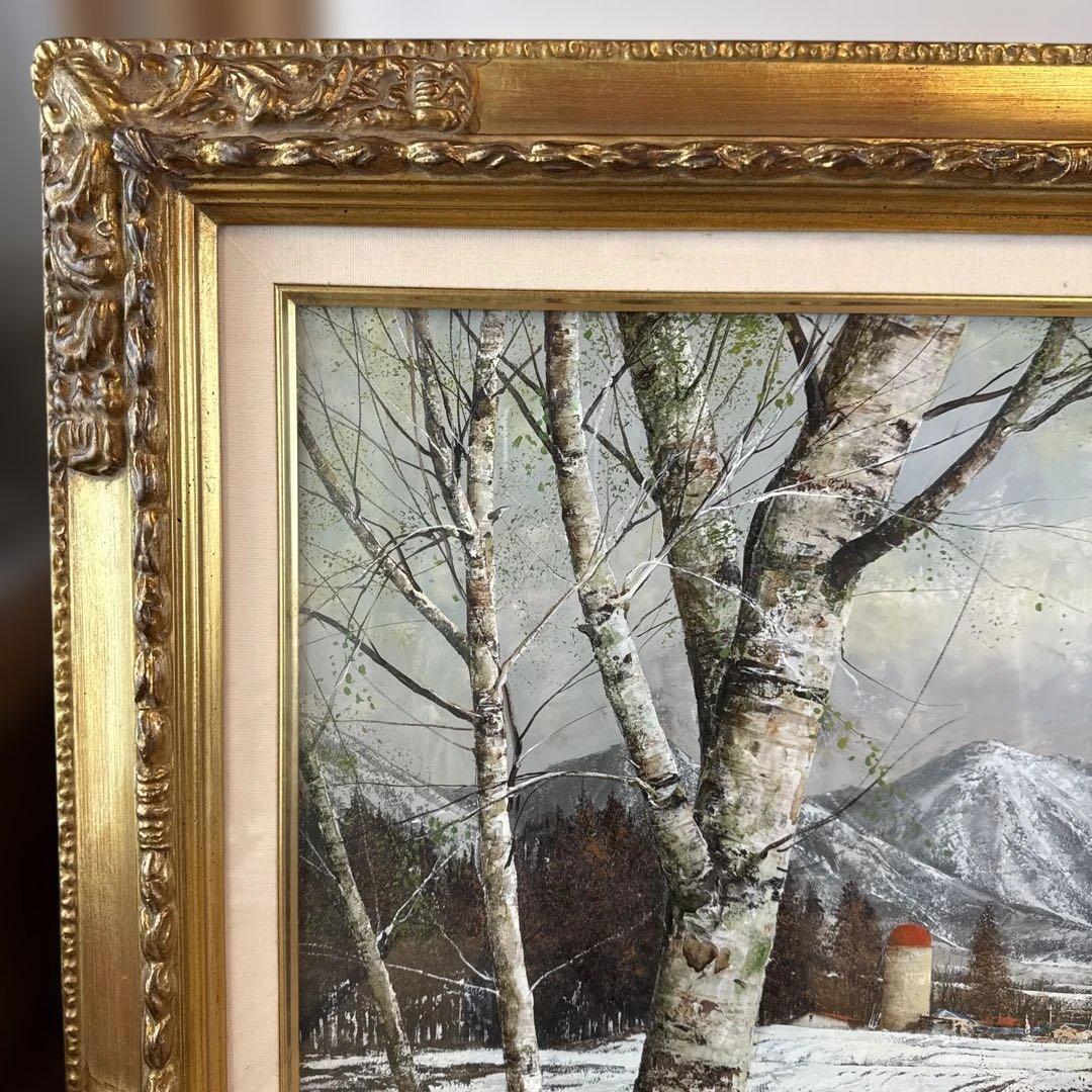 武本春根　訪春　油彩画 冬の風景