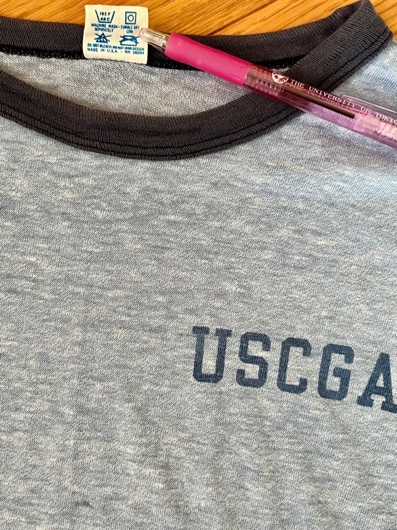 80's チャンピオン USCGA 染み込プリント 水色霜降り Teeシャツ実物