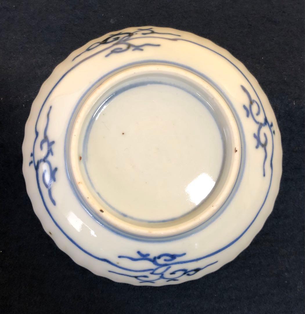 割引❗️《レ》幕末 伊万里 染付 豆皿10客 口縁輪花しのぎ手 1f