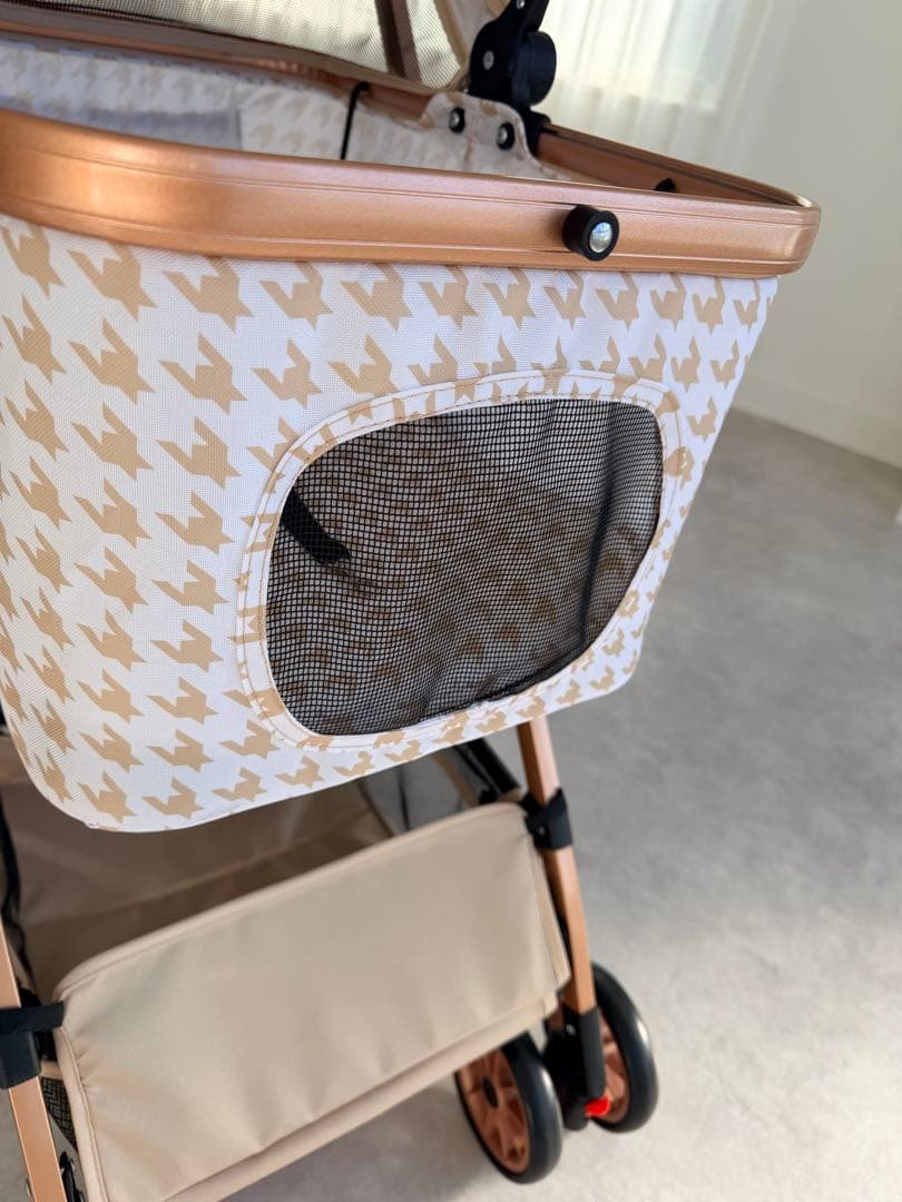 開封済　未使用　ハウンドトゥース柄 ペットカート　分離式　アルミ 20kg小型犬