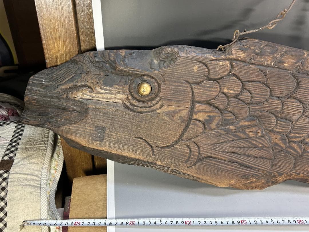 魚板　110㎝　時代 古道具 壁掛け　魚鼓 在銘　仏教美術　雑貨　流木　オブジェ