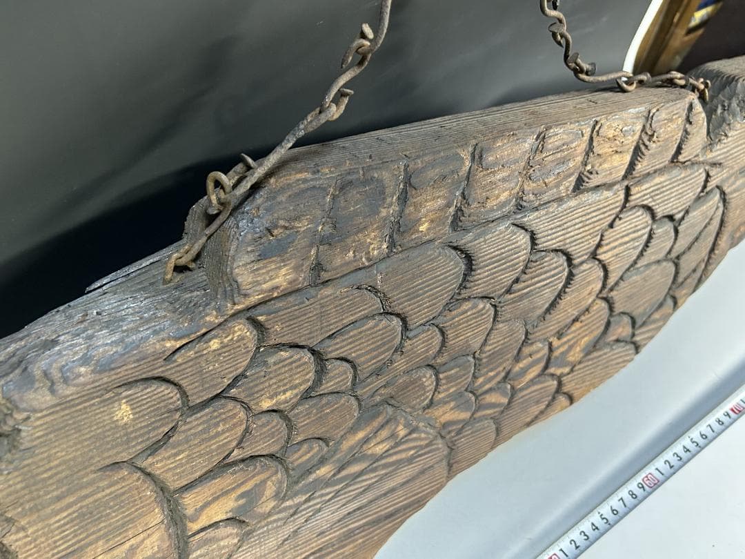 魚板　110㎝　時代 古道具 壁掛け　魚鼓 在銘　仏教美術　雑貨　流木　オブジェ