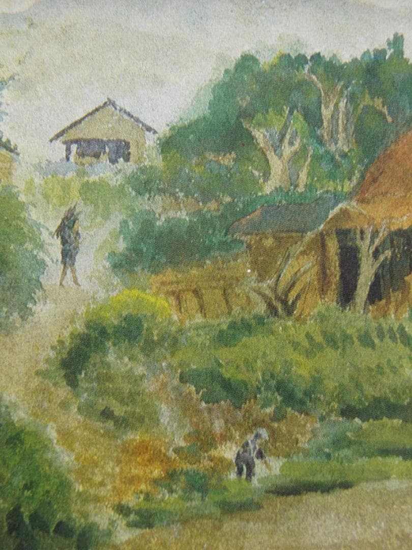 浅井忠、【農家風景】、希少な額装用画集より、新品額装付、状態良好