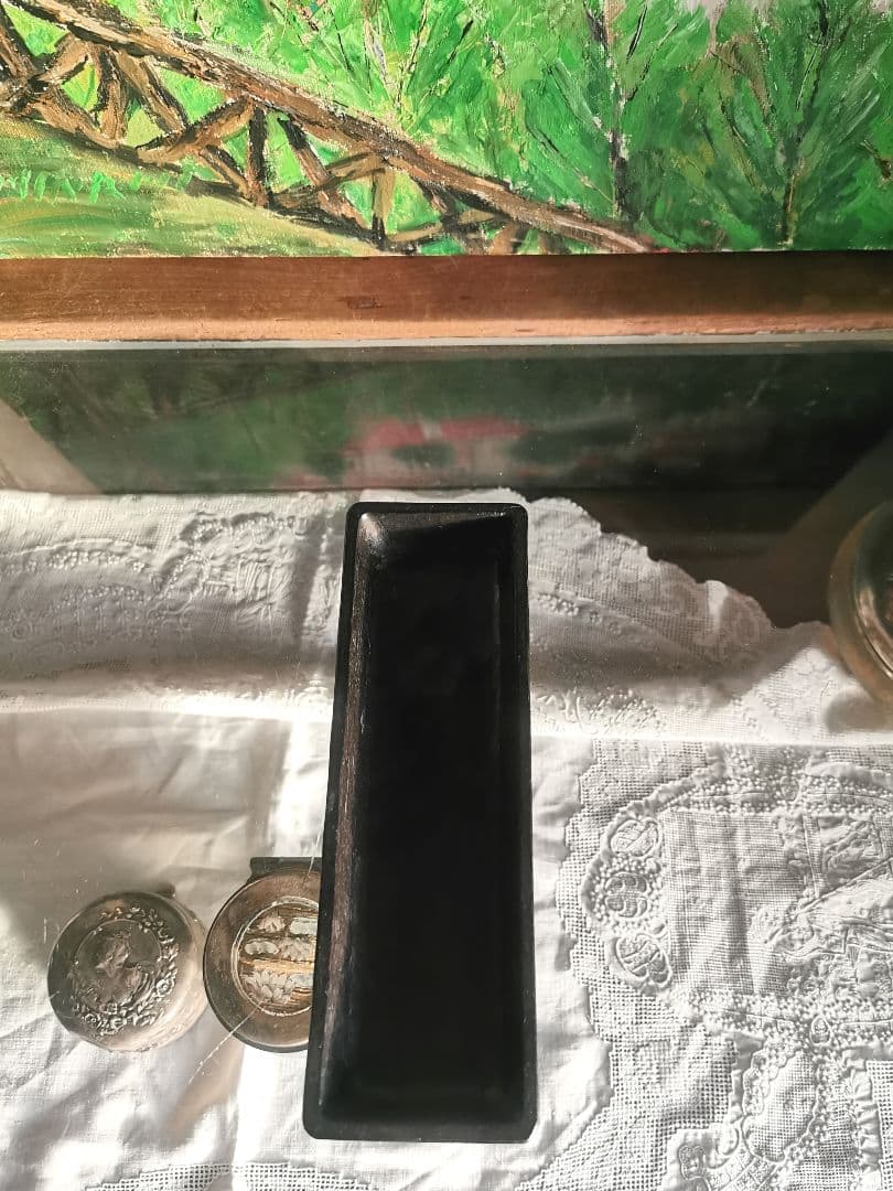 三谷龍二 黒漆 端正な細長深皿 角皿 木彫り漆塗り 美しいノミの目跡 作家物