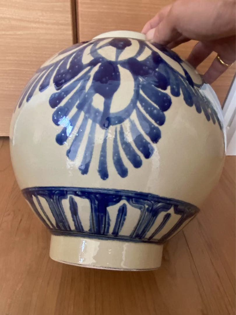 中国 染付草花文壶時代 青花 大壺 花瓶 古董