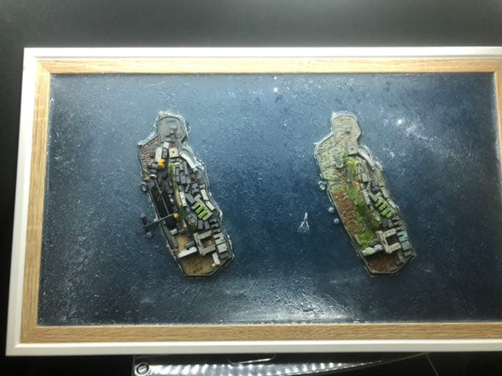軍艦島完成品　　過去と現代　ジオラマ