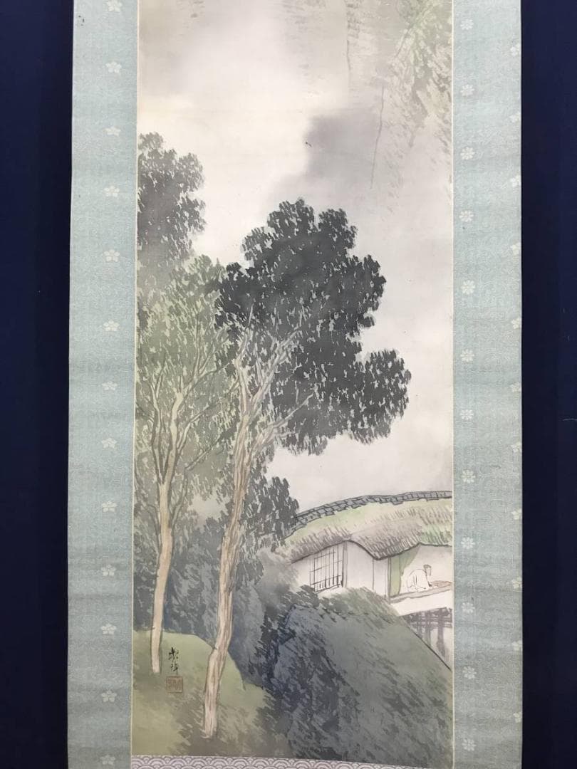 【真作】田中頼璋/青山読書図/山水図/人物図/掛軸/名家伝来/AC-213