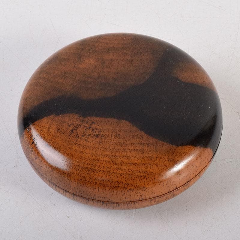 茶道具　福田芳朗作　黒柿香合　共布共箱　V　R8866