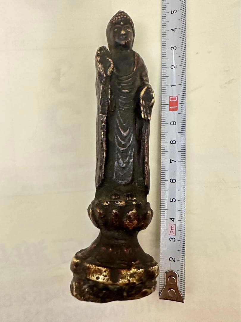 古董，阿弥陀如来像，中国清時代，古铜製，旧家藏出。