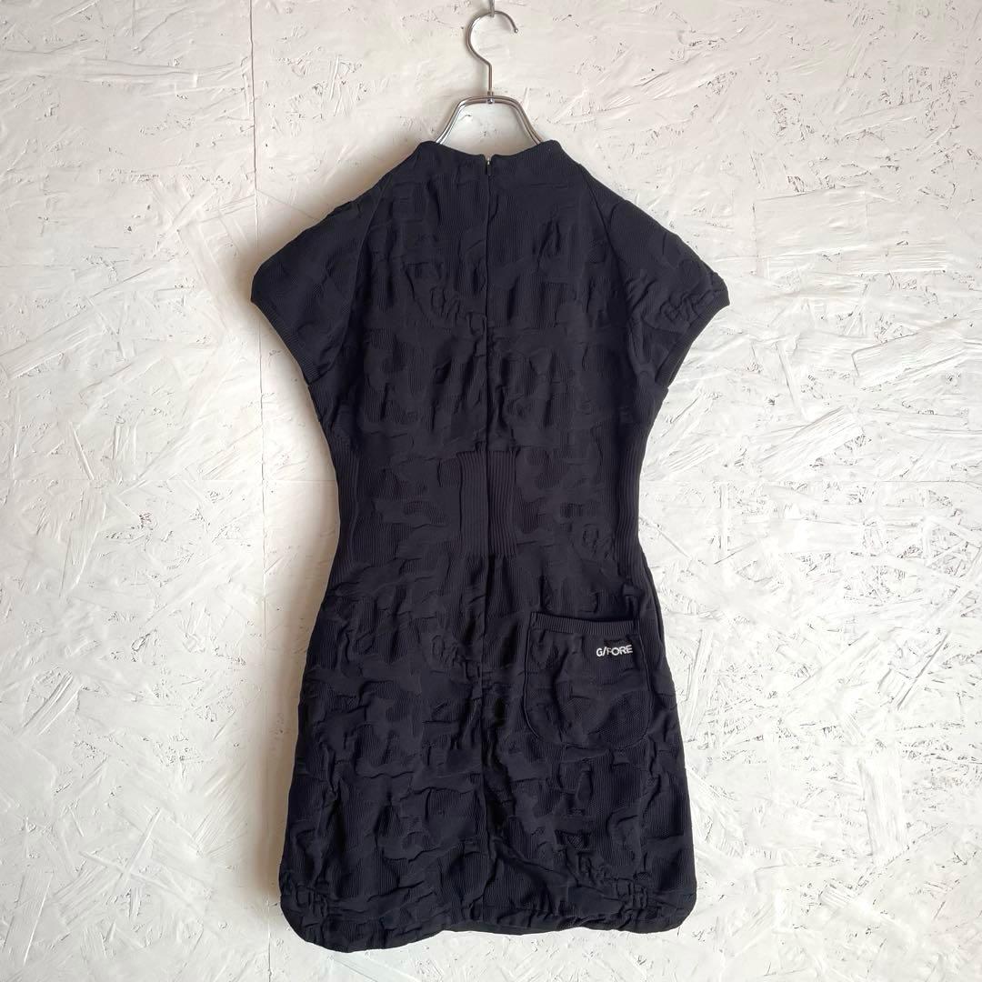 程度良好 ゴルフウェア【G/FORE】半袖ジャガードニットワンピース　黒　38