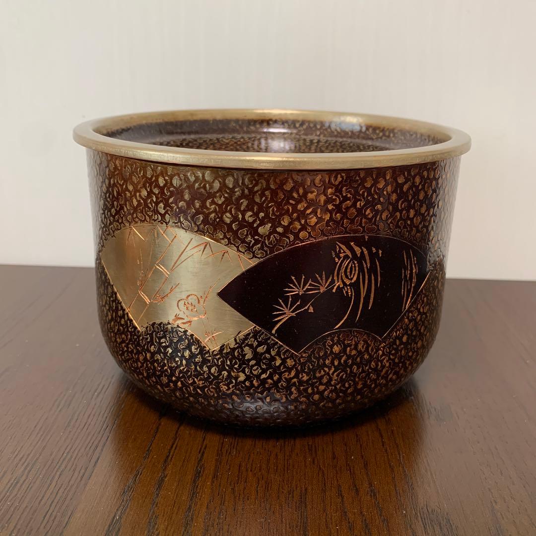 建水 茶こぼし 福亜堂 扇松竹梅 槌目