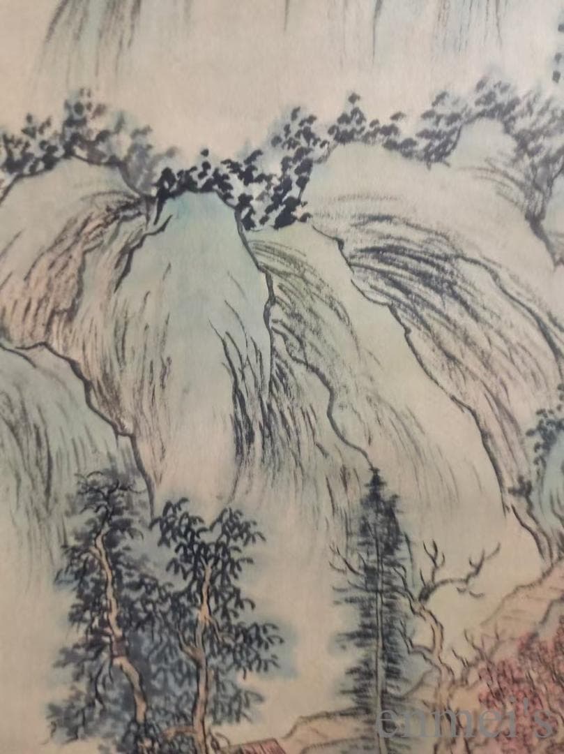 中国古美術.明時代.王監款.山水画.宣紙画.肉筆.掛け軸.水墨画.書道.文房置物