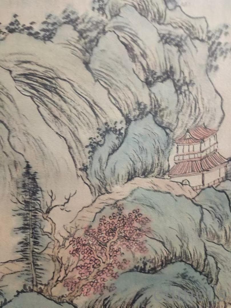 中国古美術.明時代.王監款.山水画.宣紙画.肉筆.掛け軸.水墨画.書道.文房置物
