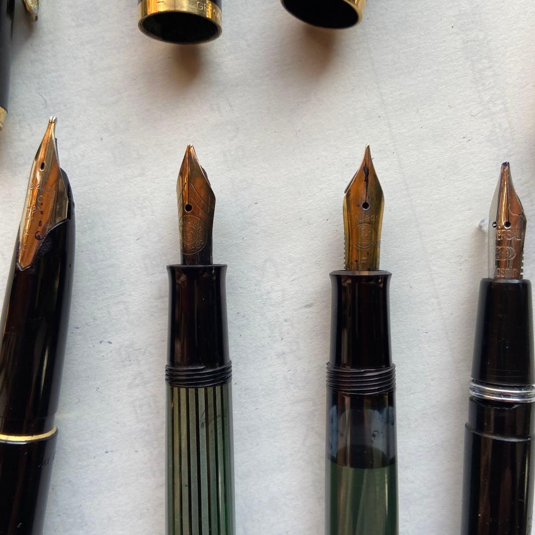 万年筆 4本セット 黒と金のコンビネーション　ペリカン万年筆　太字