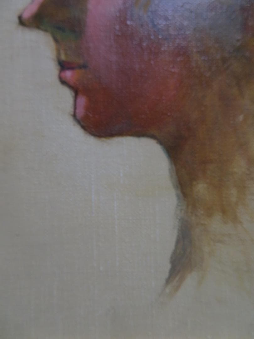 ◆ 作者不明　「少女像」（仮題）　油彩　F3号   アンティーク額◆