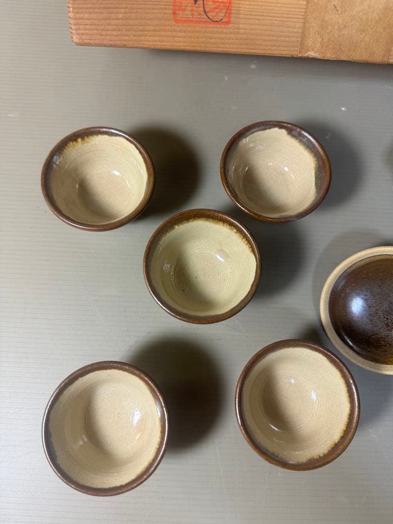 2425 有田焼　肥前唐津　茶器セット　宝瓶1客　湯冷し1客　湯呑5客　未使用