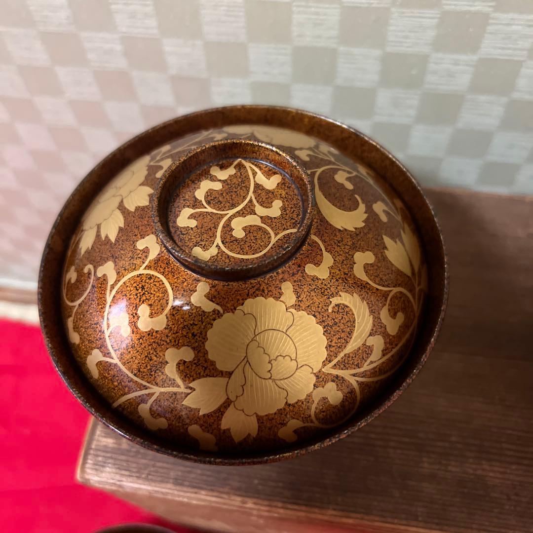 梨子地蒔絵吸物椀　10客供箱