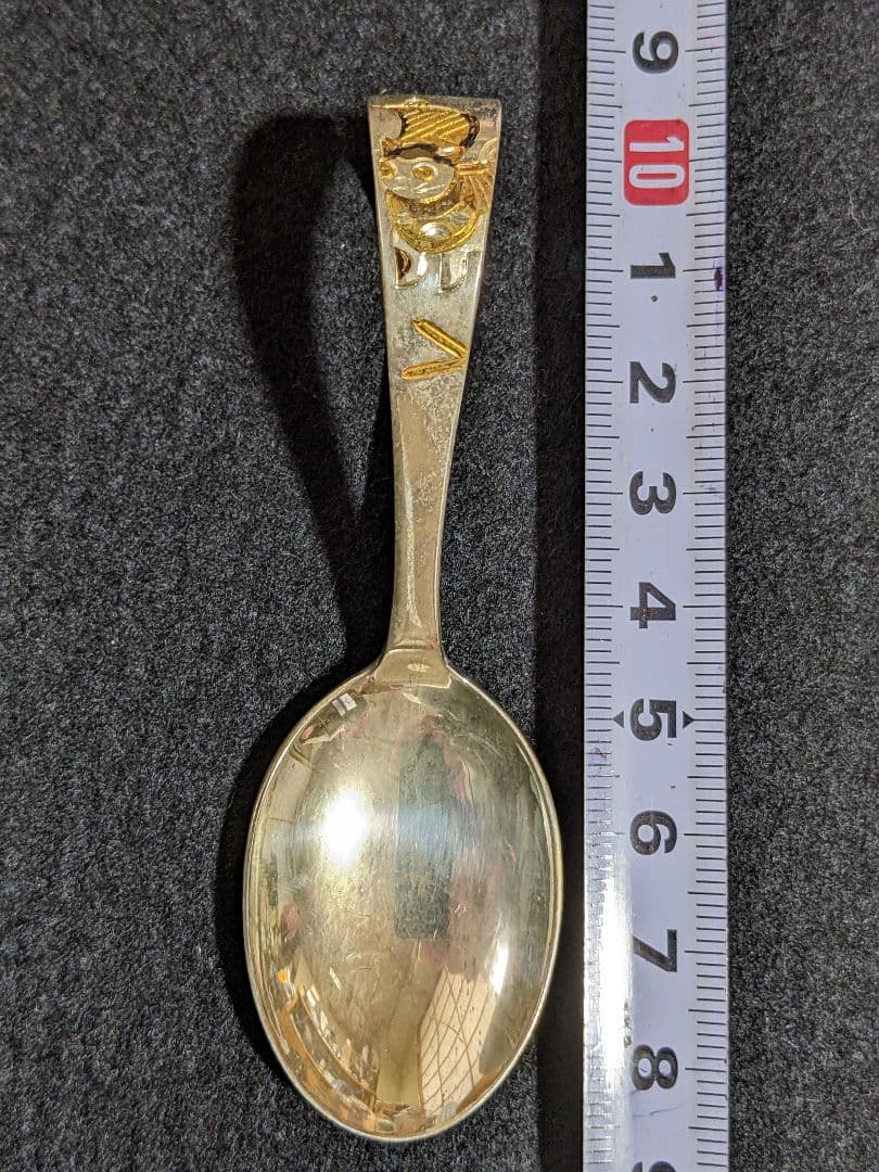 ♦猫 彫金 犬張子 ベビースプーン 子供赤ちゃん縁起物 銀製 銀SILVER