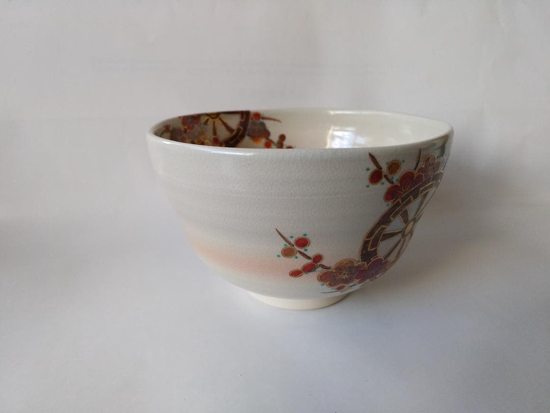 東福窯 中村能久 源氏車之図 茶碗 京焼 共箱 共布 栞 茶道具 抹茶碗 新品