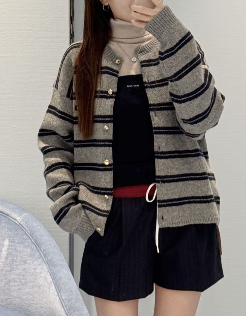 ミュウ ミュウ miu miu 韓国 服 長袖 春 秋 カーディガン